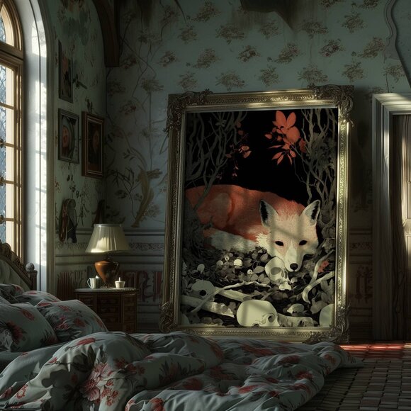 Original Red Fox With Skulls Art Print + Digital Copy - Picture 5 of 10